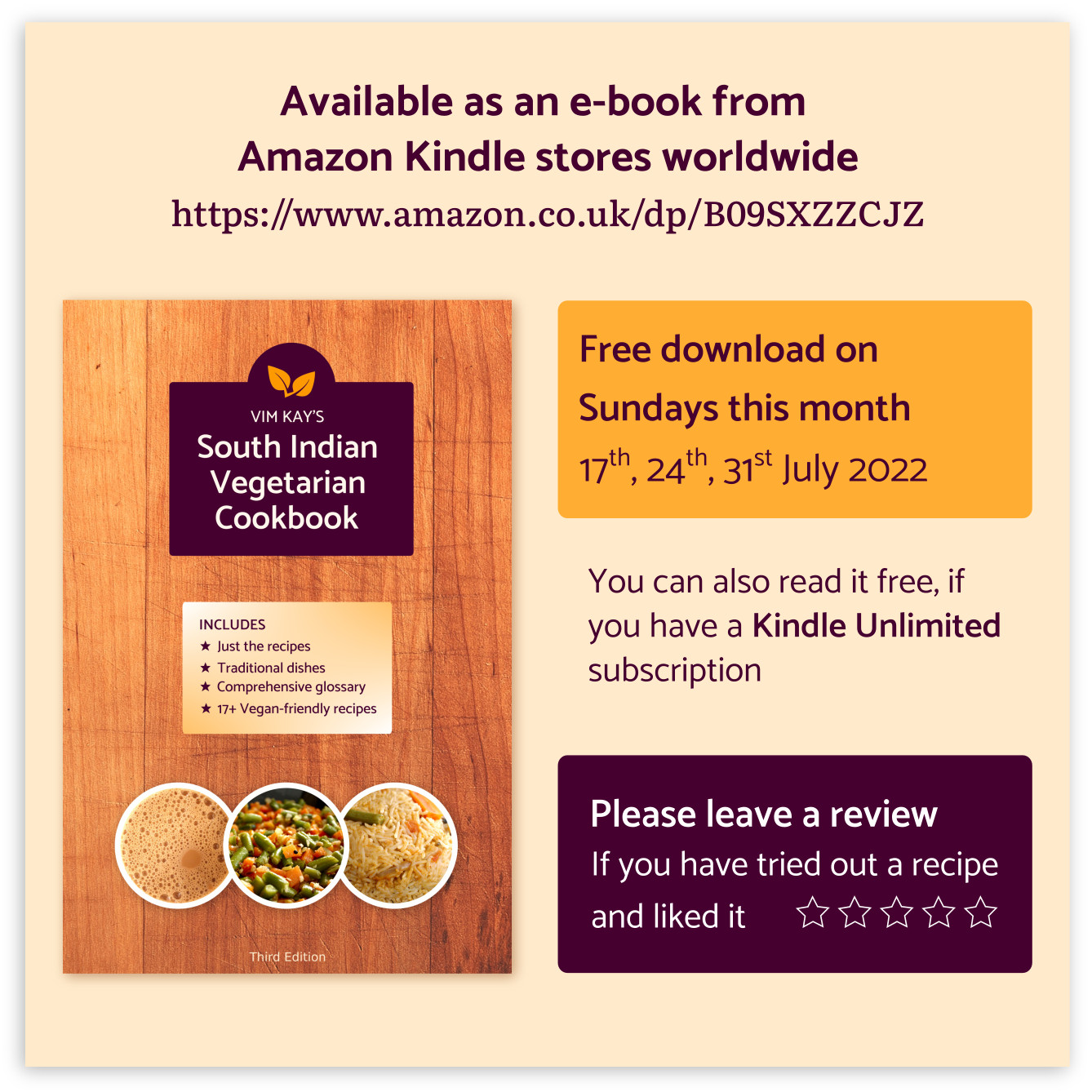 Get my vegetarian cookbook on Amazon Kindle